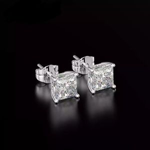 4-6mm Princess Cut VVS1 Diamond 925 Silver Studs